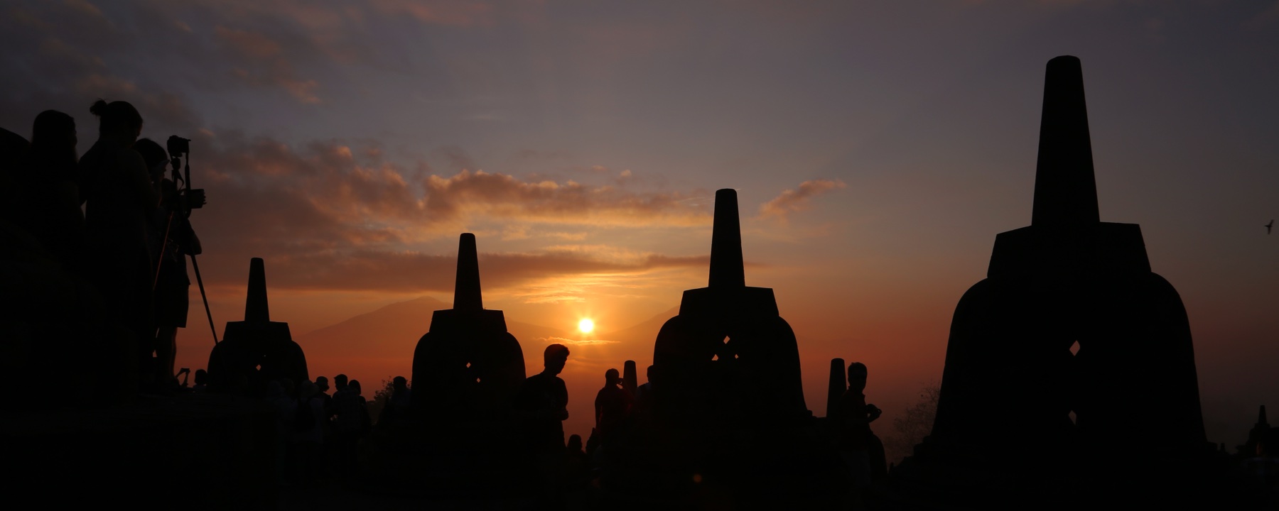 Borobudur Stupas at Sunset